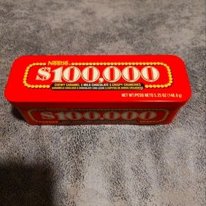 Nestle $100,000 Grand Candy Bar Metal Tin Box Case with Hinged Lid 2x6”